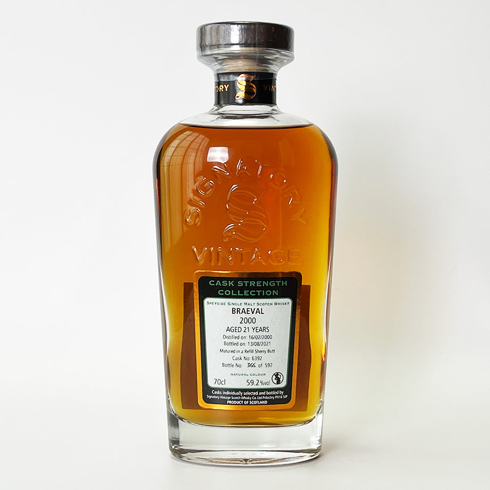 ウィスキー_スペイサイド/SIGNATORY VINTAGE BRAEVAL CASK STRENGTH COLLECTION(シグナトリー・ヴィンテージ・ブレイヴァル・カスク・ストレングス・コレクション) 21年 2000 【正規輸入品】