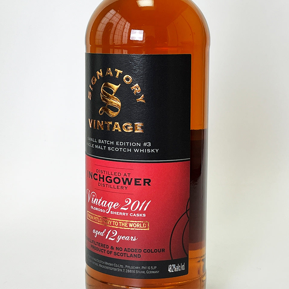 ウィスキー_スペイサイド/SIGNATORY VINTAGE SMALL BATCH EDITION INCHGOWER OLOROSO SHERRY CASKS(シグナトリー・ヴィンテージ スモール・バッチ・エディション インチガワー オロロソ・シェリー樽熟成)12年 2011【正規輸入品】