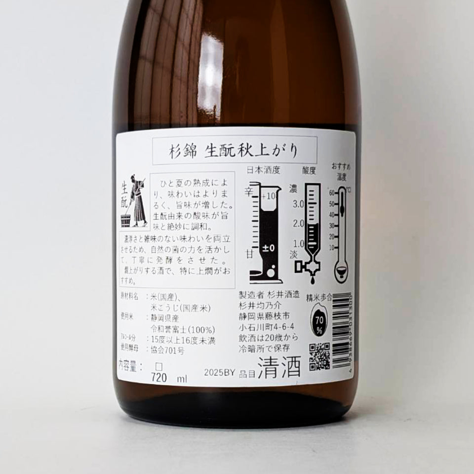 杉錦 生酛純米 秋あがり（令和7醸造年度）