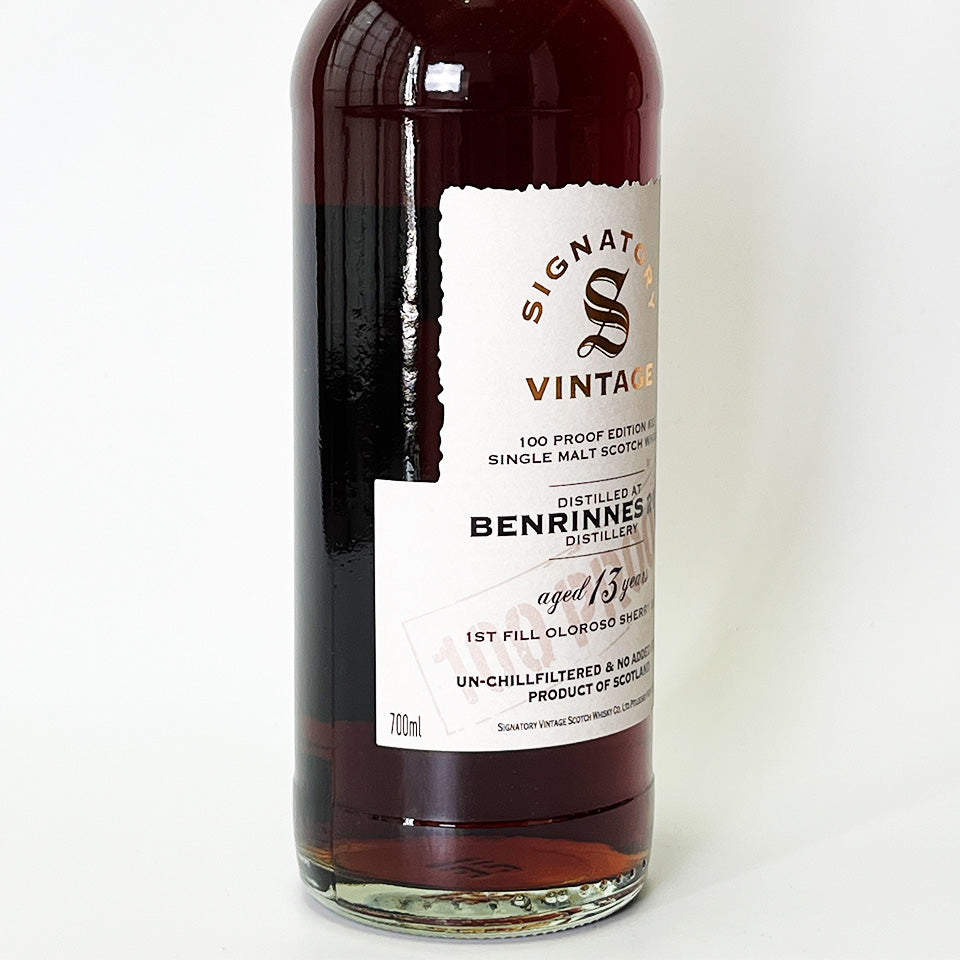 ウィスキー_スペイサイド／SIGNATORY VINTAGE 100 PROOF EDITION BENRINNES（シグナトリー・ヴィンテージ 100プルーフ・エディション ベンリネス）13年 2011【正規輸入品】