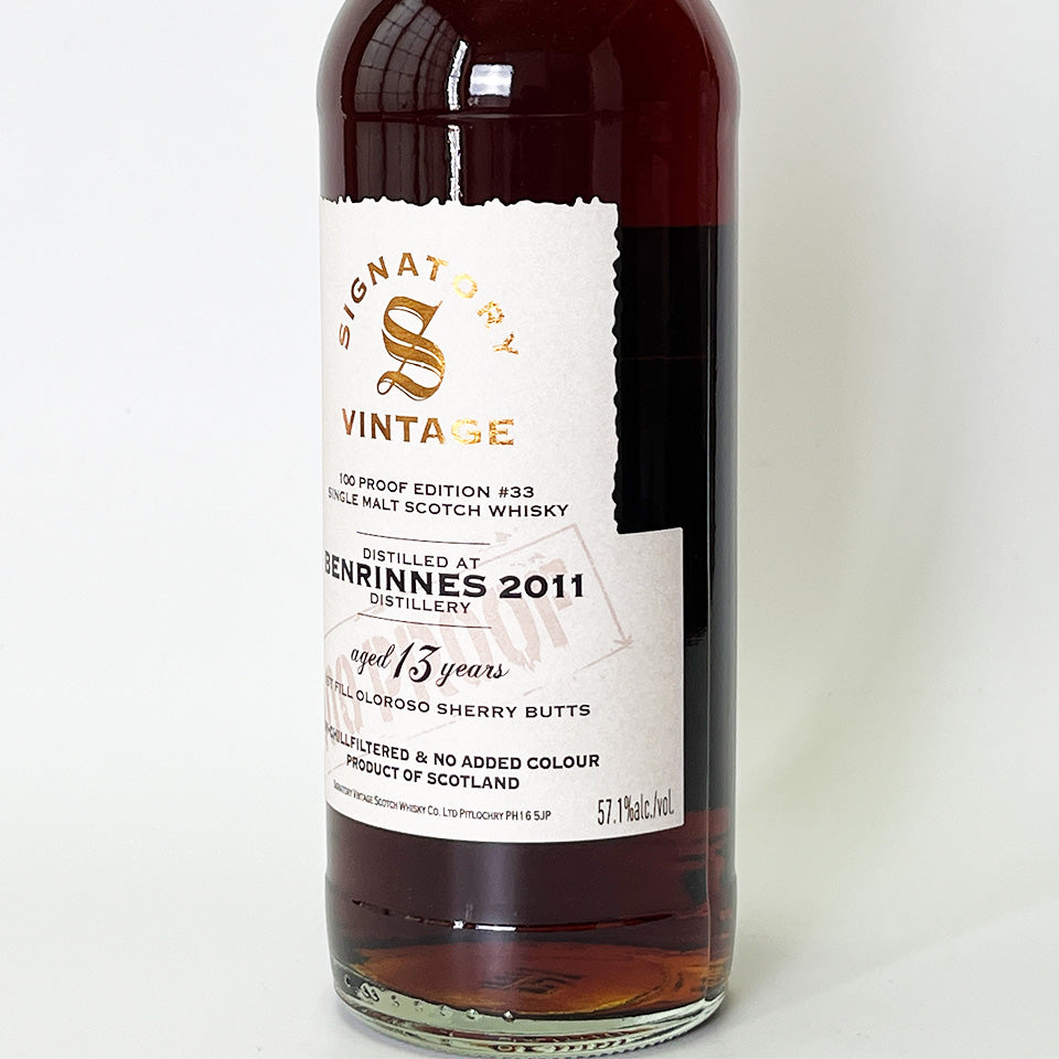 ウィスキー_スペイサイド／SIGNATORY VINTAGE 100 PROOF EDITION BENRINNES（シグナトリー・ヴィンテージ 100プルーフ・エディション ベンリネス）13年 2011【正規輸入品】