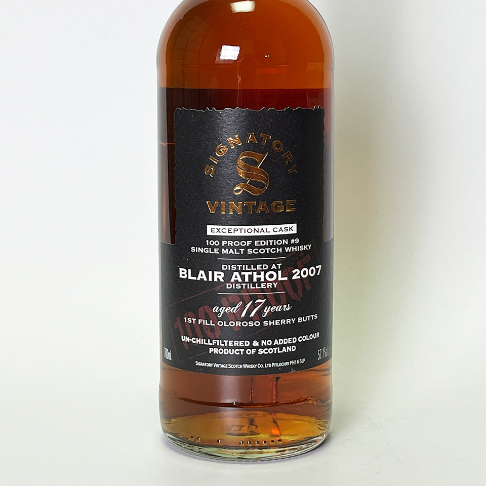 ウィスキー_ハイランド／SIGNATORY VINTAGE 100 PROOF EDITION EXCEPTIONAL CASK BLAIR ATHOL（シグナトリー・ヴィンテージ 100プルーフ・エディション エクセプショナル・カスク ブレア・アソール）17年 2007【正規輸入品】