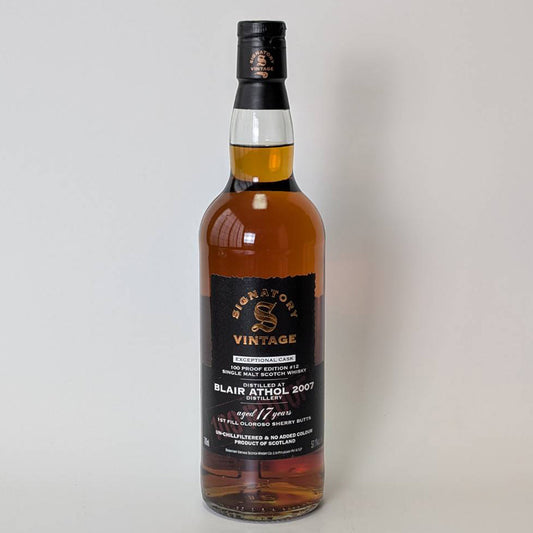 ウィスキー_ハイランド／SIGNATORY VINTAGE 100 PROOF EDITION EXCEPTIONAL CASK BLAIR ATHOL（シグナトリー・ヴィンテージ 100プルーフ・エディション エクセプショナル・カスク ブレア・アソール）#12 17年 2007【正規輸入品】 (コピー)
